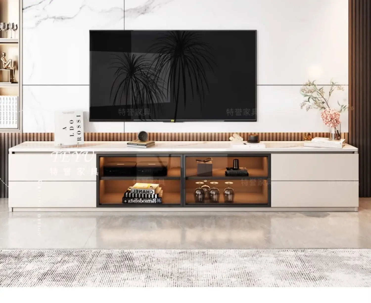 Living Room Cabinets Decoration Simple Display Cabinet Drawers Storage Vitrinas De Cristal Y Madera Para Salon Home Furniture