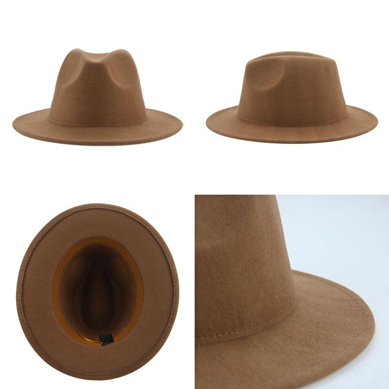 Women Luxury Fedora Hat Women Fedora Hat Women Solid Wide Brim Winter Men Hat Retro Wide Autumn Unique Style Men Hat Vintage Brown Formal Wedding Fedora Hats