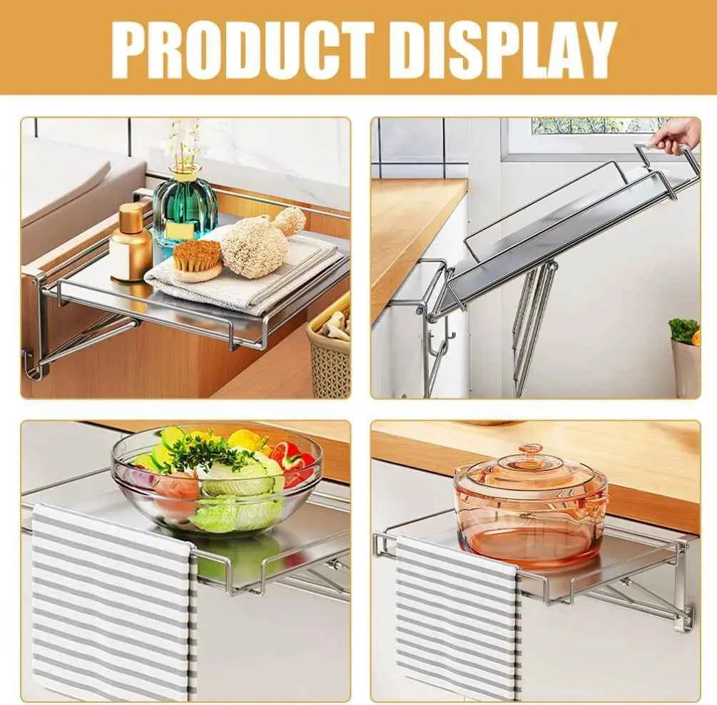 Kitchen Cabinet Door Hook Organizer Adjustable Portable Accessories Space Saving Countertop Organizer Shelf Rack for Balcony