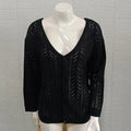 Openwork Cardigan Women's Autumn/winter Solid Color V-neck Long Sleeve Knitwear Temperament Commuter Sweater