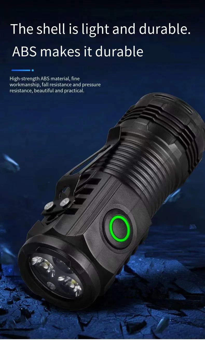 LED Strong Light Flashlight Rechargeable Multi functional for Long Range Portable Outdoor Home Mini Flashlight Cap Clip Light