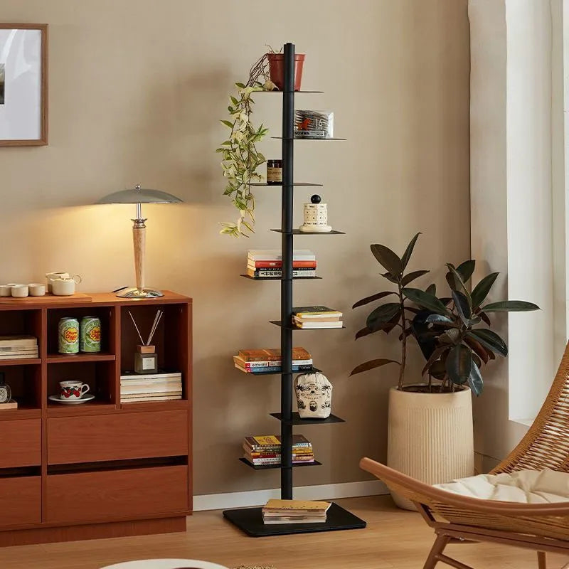 Living Plus Iron Living Room Shelf Simple Storage Floor Ins Creative Multi-layer Rotating Invisible Display Shelf Bookshelf