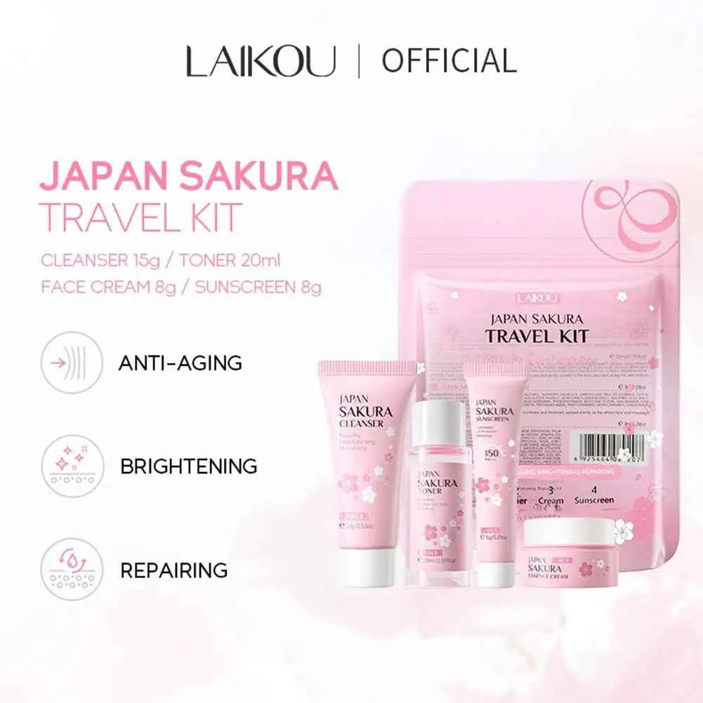 Sakura Skin Care Sets & Kits With Cleanser,Serum,Eye Cream,essence Cream Beauty Products For Women Gift Sets Routine Travel Kit