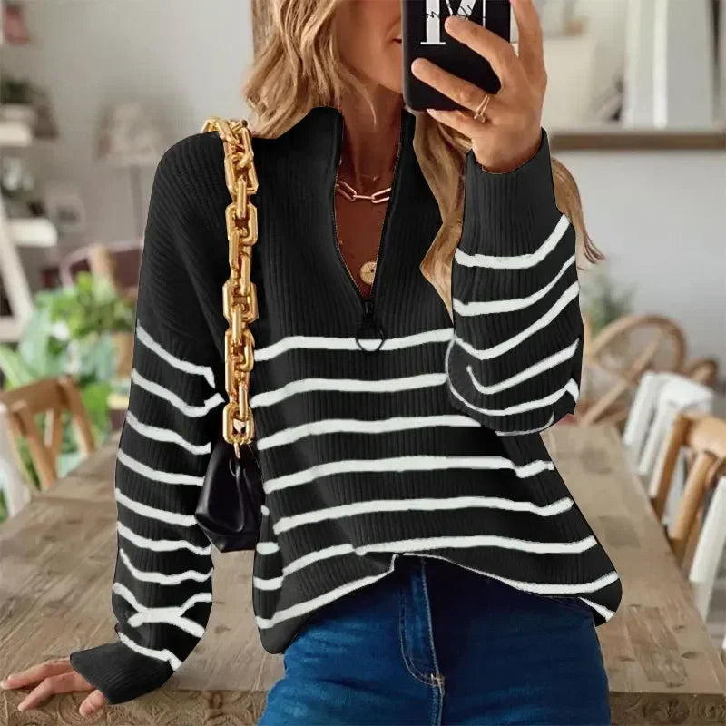 Spring Women Sweater Striped O-neck Long Sleeve Warm Thick Sweaters Female Spring New Trendy Elegant Casual Ladies Clothes