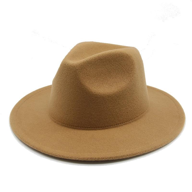 Women Luxury Fedora Hat Women Fedora Hat Women Solid Wide Brim Winter Men Hat Retro Wide Autumn Unique Style Men Hat Vintage Brown Formal Wedding Fedora Hats