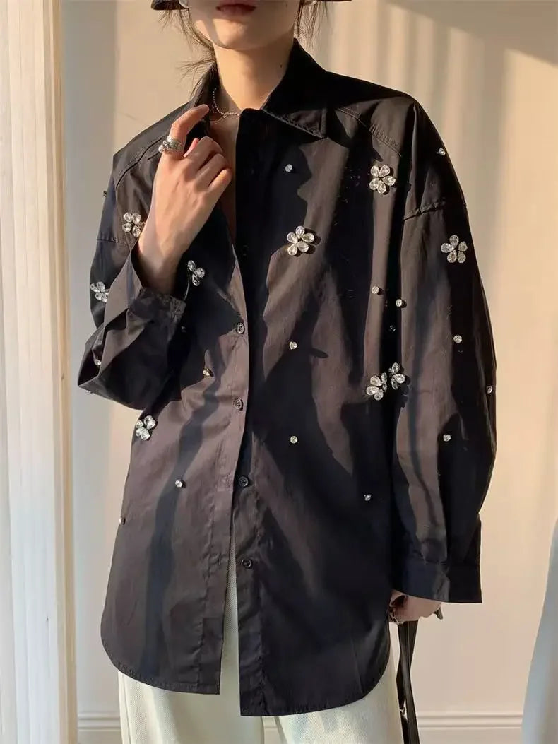 New  Spring  Loose Casual Cotton Buttons Up Shirts For Women Long Sleeve Top Korean Popular Oversized Blouse Clothes