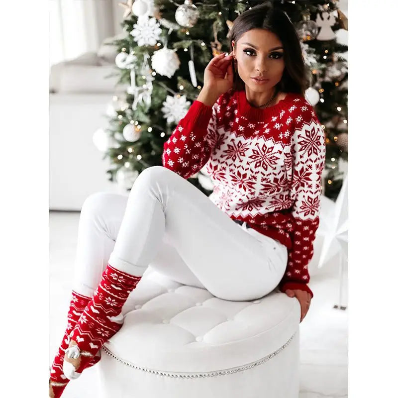 Women's Christmas Snowflake Knit Sweater