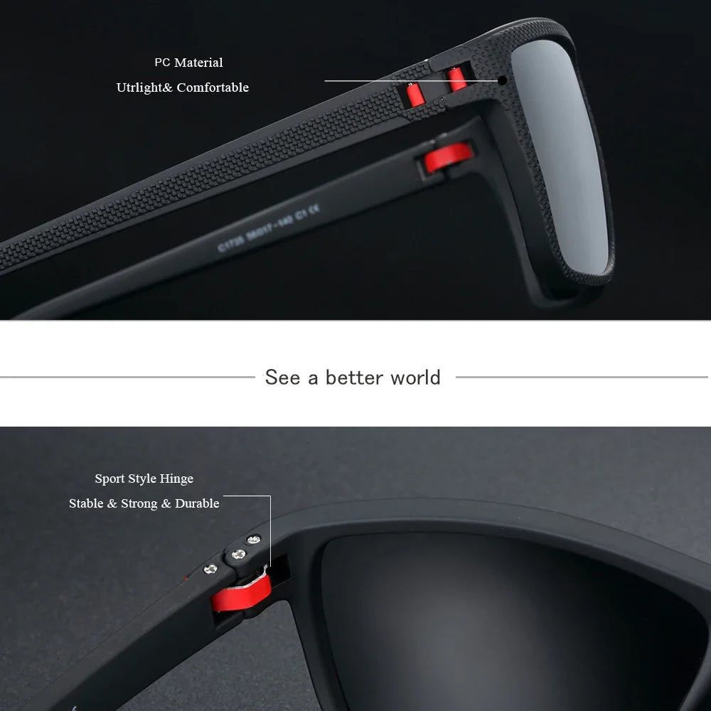 BARCUR Classic Fashionable Men’s Polarized Sports Sunglasses – Durable Lightweight Rectangular Frame UV400 TAC Lenses Comfortable Fit Outdoor Eyewear for Hot Summer Days All Ages and Activities