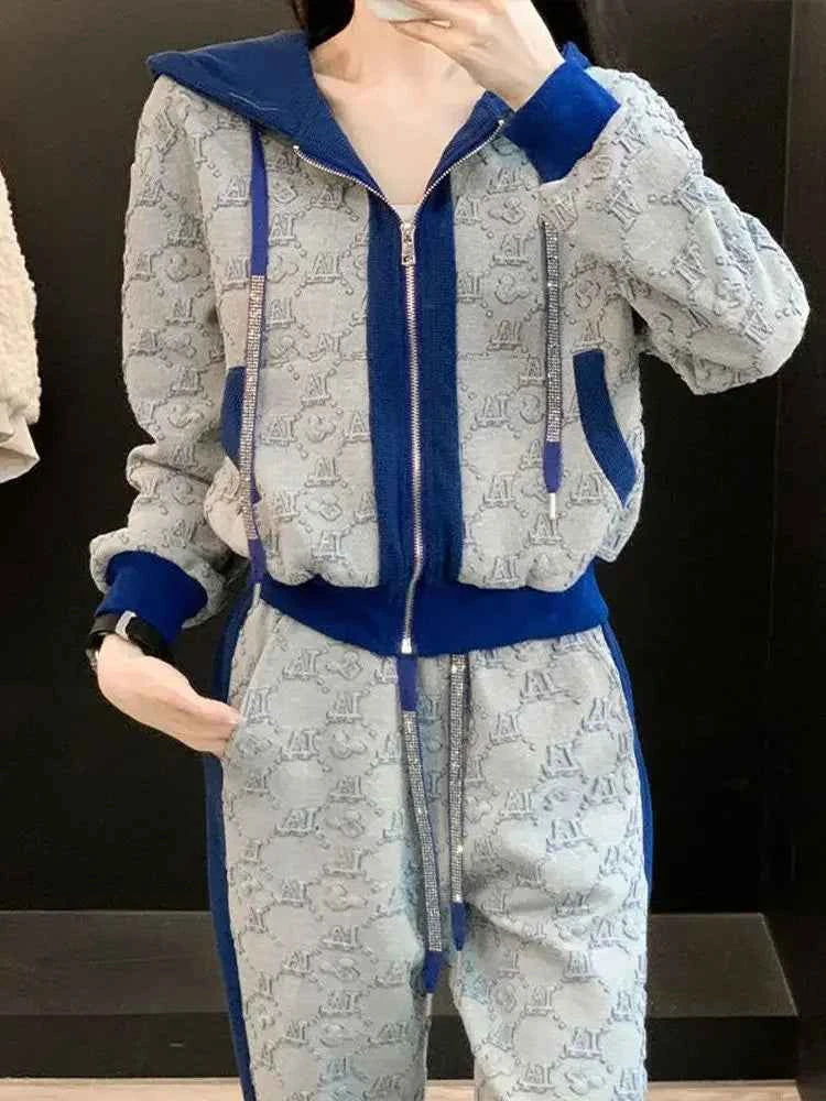 Pant Sets for Women 2 Pieces Tracksuit Spring Autumn Trousers Woman Color Matching Sport Sweatshirt Wholesale Bulk Aesthetic D