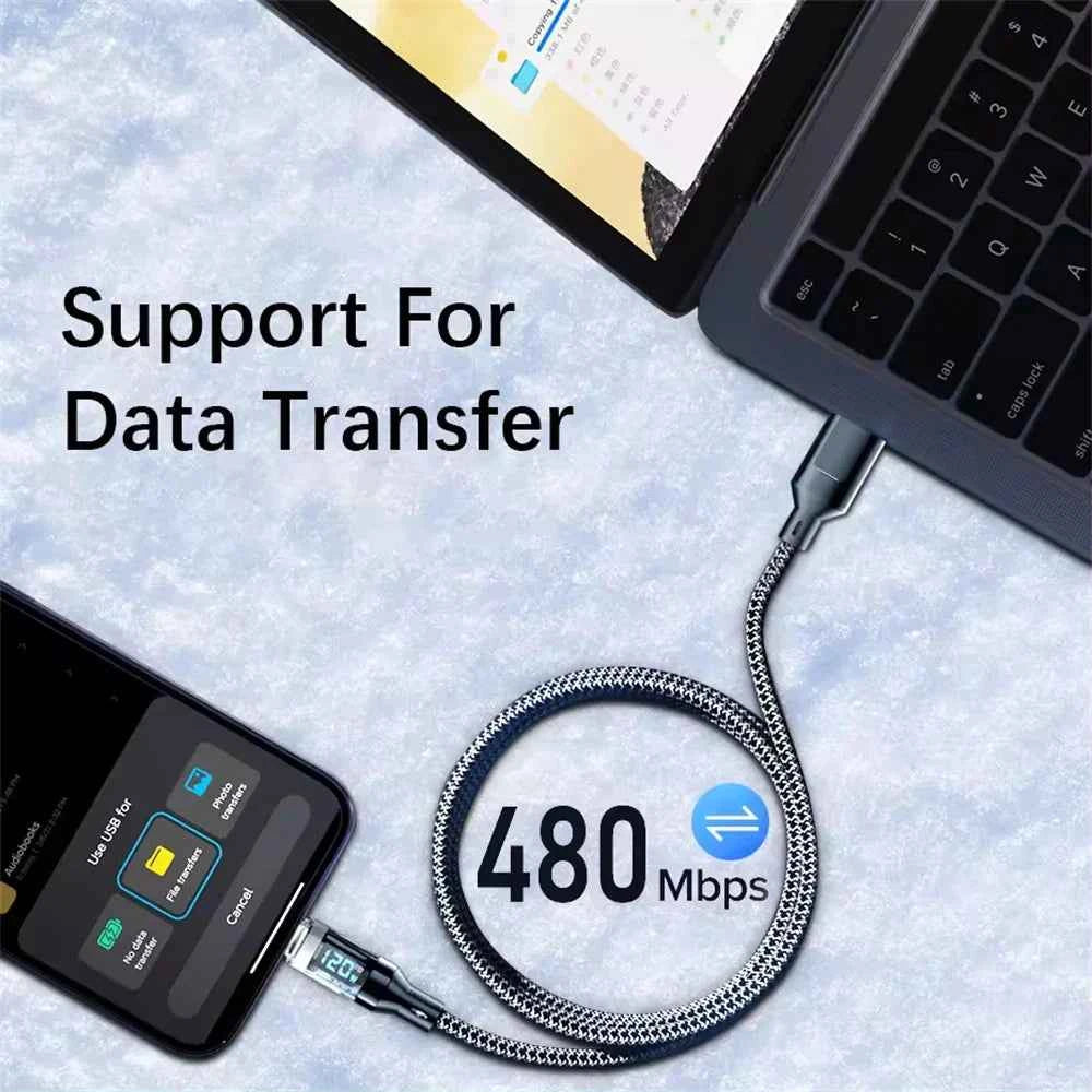 NNBILI 120W Type C to Type C Cable Phone Super Fast Charging Cable With LED Display USB To Type-C Data Cord For huawei oppo vivo
