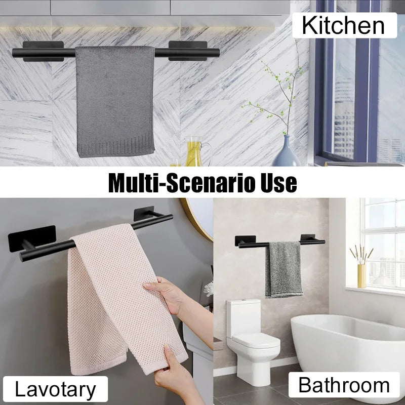 5-Piece Bathroom Hardware Set – Wall-Mounted Accessories Including Towel Bar, Hooks, and Toilet Paper Holder