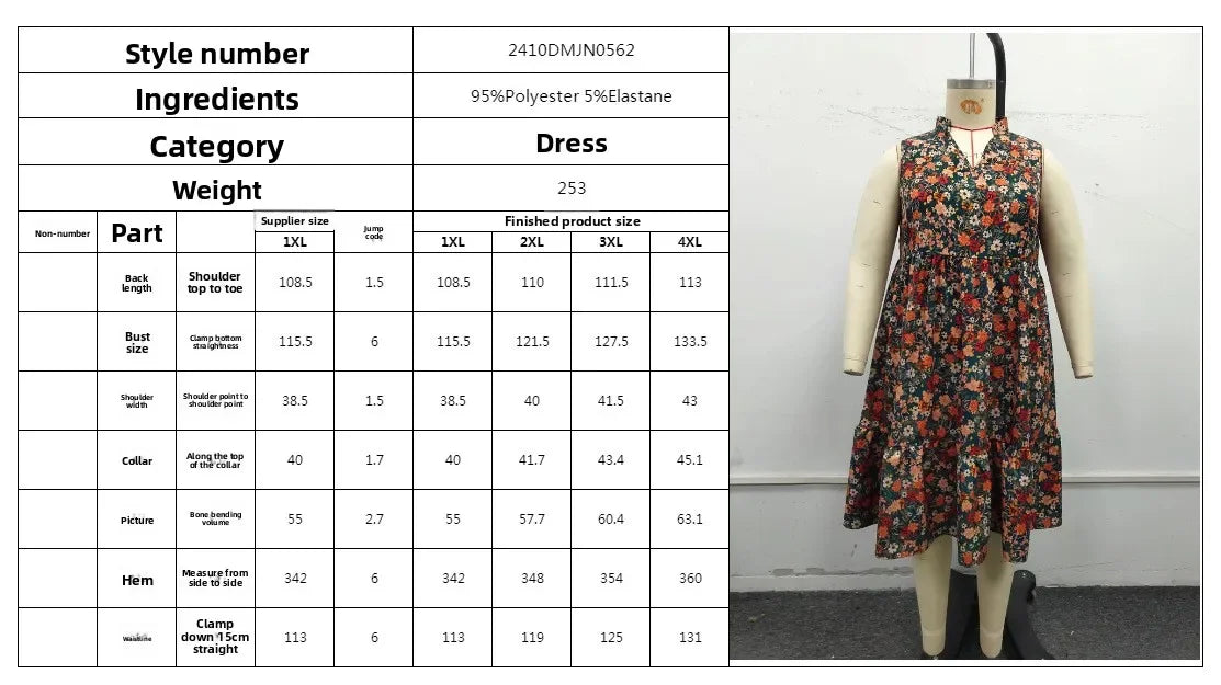 Dress  2025 Spring and Summer Foreign Trade Temperament Elegant Fashion Printed Sleeveless Dress for Women