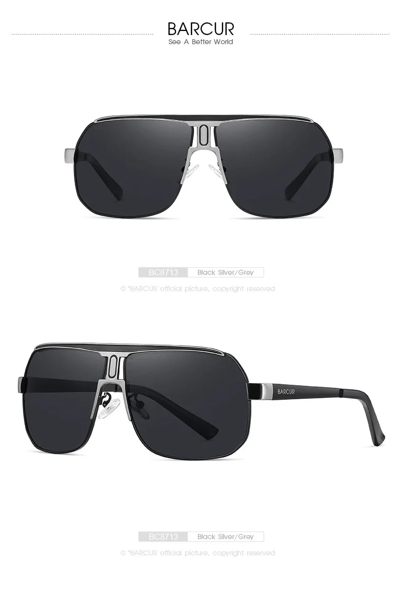 BARCUR Polarized Sunglasses for Men – Trendy UV400 Gradient Lens Oval Comfortable Frame Sports Driving Hiking Fishing Outdoor Fashion Eyewear with Durable Stainless Steel Frame – Casual Apparel Accessory Gift for Him