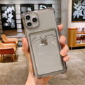 Simple Clear Silicone Wallet Case for iPhone 14 13 12 11 Pro XS Max X XR Shockproof Lens Protection Card Cover Shockproof Soft Bumper Clear Case Classic Stylish Case