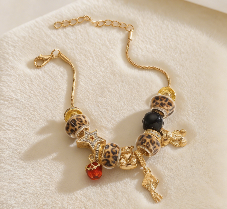 Leopard Star Bear Beaded Bracelet