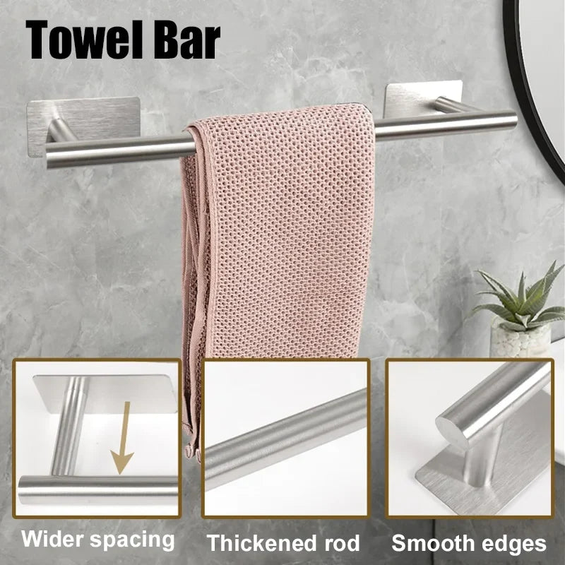 5-Piece Bathroom Hardware Set – Wall-Mounted Accessories Including Towel Bar, Hooks, and Toilet Paper Holder