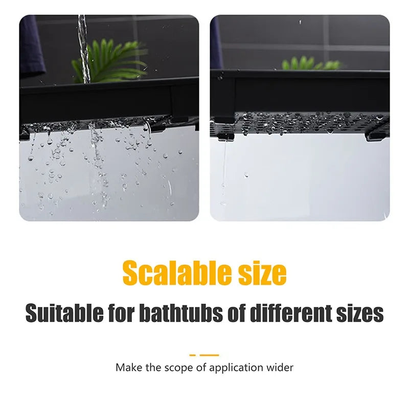 Multi-Function Bathtub Accessories: Retractable Bath Shelf, Tub Storage Rack, Towel Organizer for Bathroom