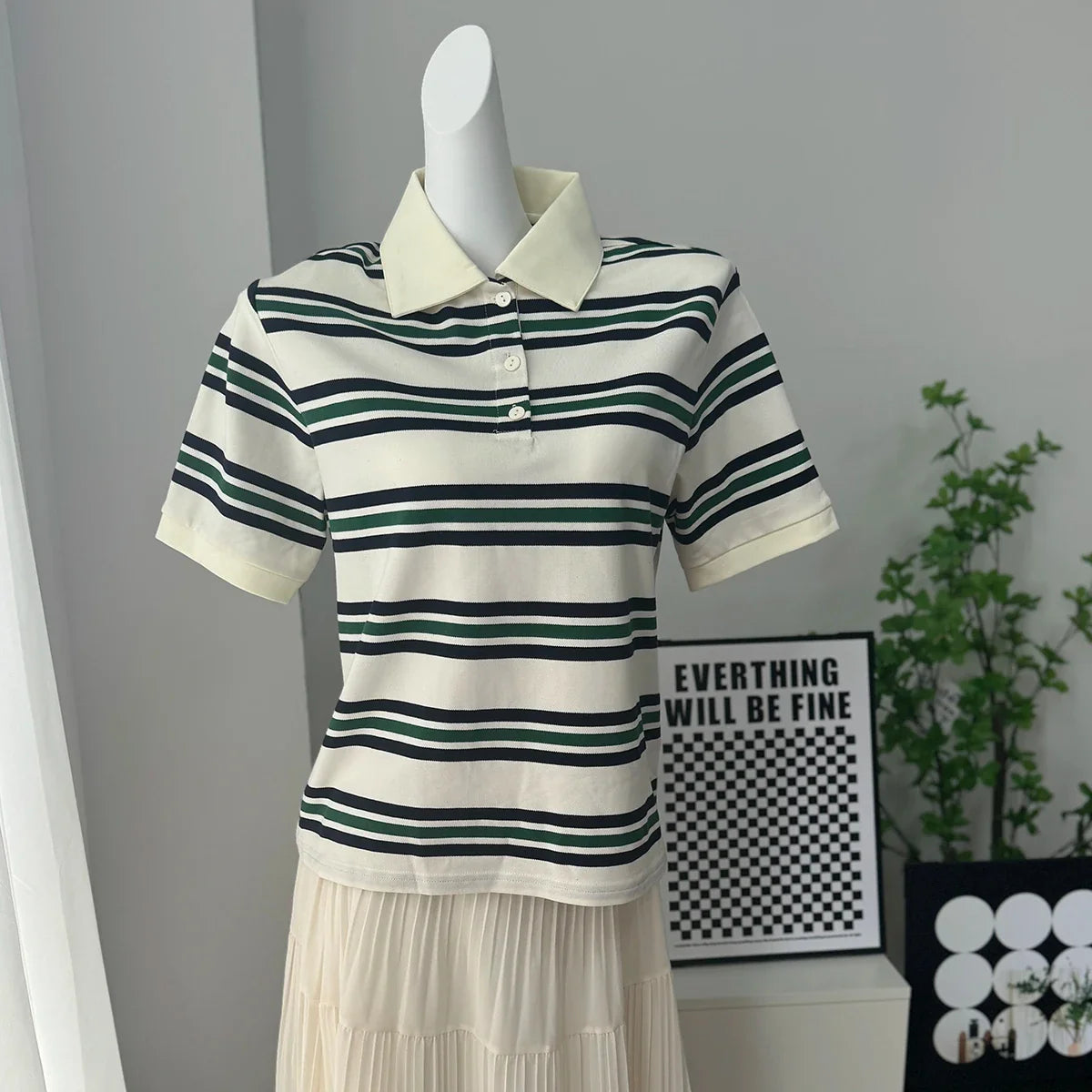 Hirsionsan Polo Neck T Shirt Women Soft Chic Tees 95% Cotton Jumper Clothes Loose Casual Pullover 2025 Summer New Crop Tops