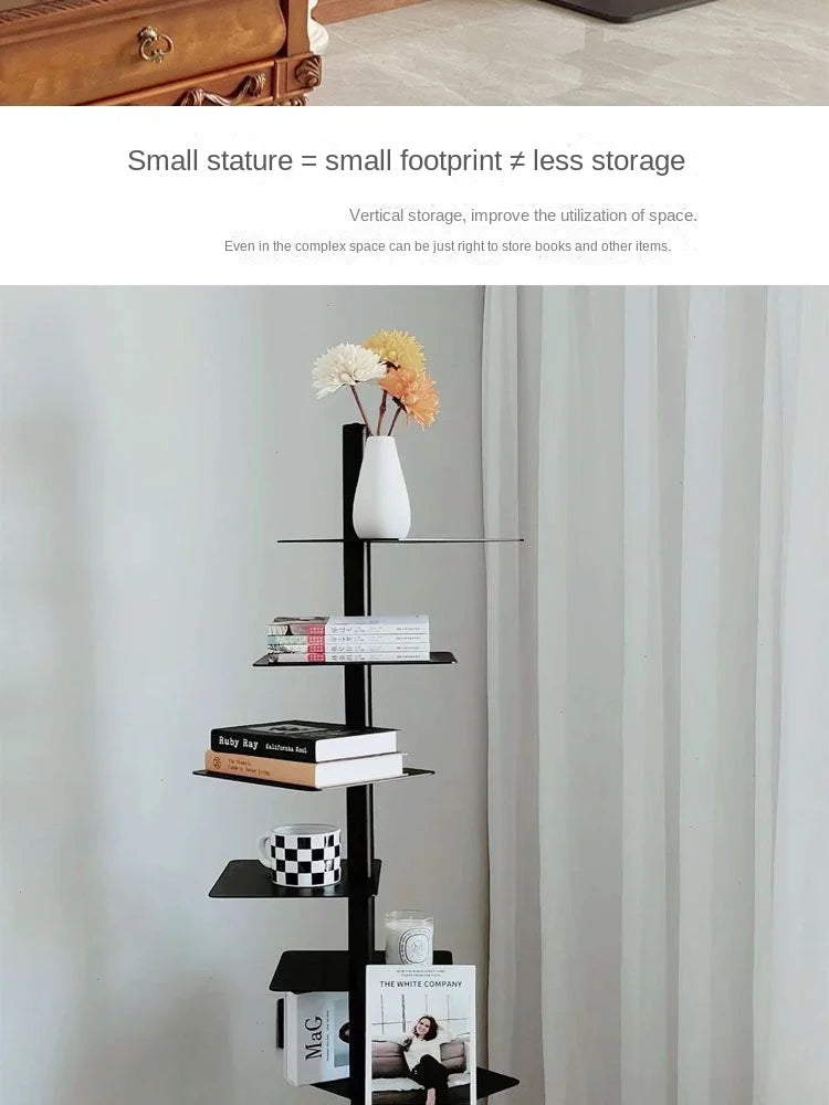Living Plus Iron Living Room Shelf Simple Storage Floor Ins Creative Multi-layer Rotating Invisible Display Shelf Bookshelf