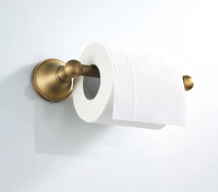 Bathroom Accessories Antique Brass Wall Mounted Toilet Paper Holder Towel Ring Robe Coat Hook Bathroom Hardware
