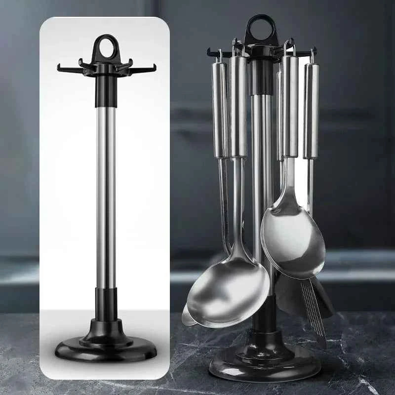 Kitchen Rotary Storage Rack Rotatable Kitchenware Organizer Hooks Spatula Spoon Knife Storage cabinet Kitchen Accessories