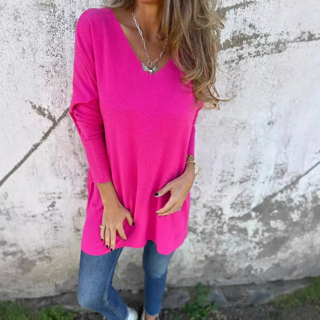 Spring Oversize Knitted Women Tops White V-neck Long Sleeve Loose Top Female Elegant Fashion Casual Trendy Ladies Clothes