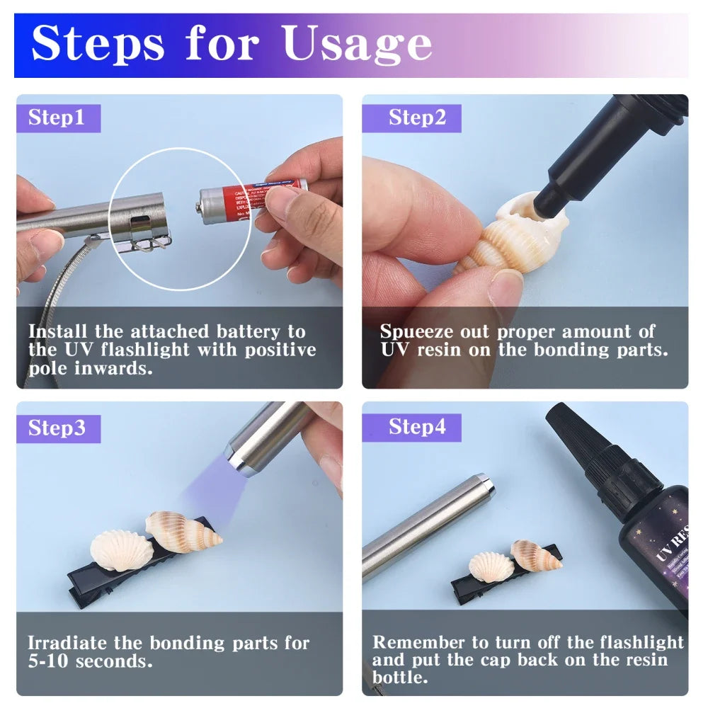 25g UV Resin Glue Bonding & Welding UV Glue Kit With Light Quick-Drying Resin Glue For Bonding Glass Metal Wood DIY Crafts Decor