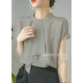 Striped Chiffon Shirt  Women Short-sleeved Fashionable Loose French Chic Feminine Belly Covering Top