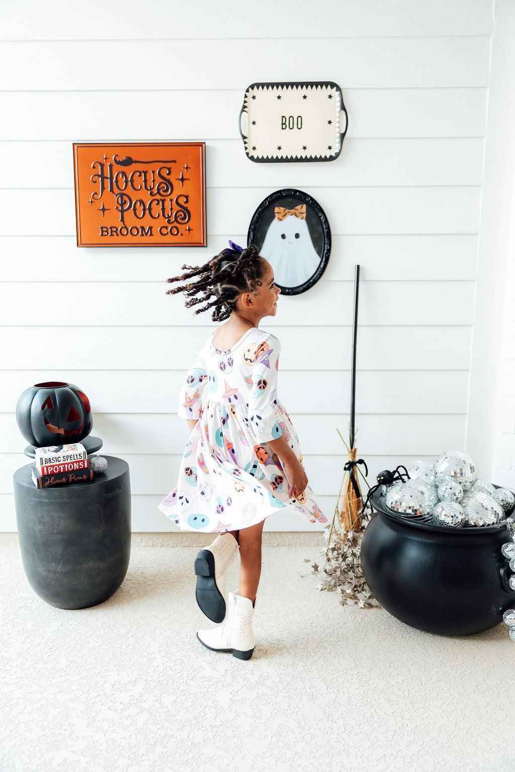 SALE Monster Mash 3/4 Sleeve Pocket Twirl Dress