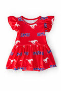 SMU Red Mustang S/S Flutter Twirl Bodysuit