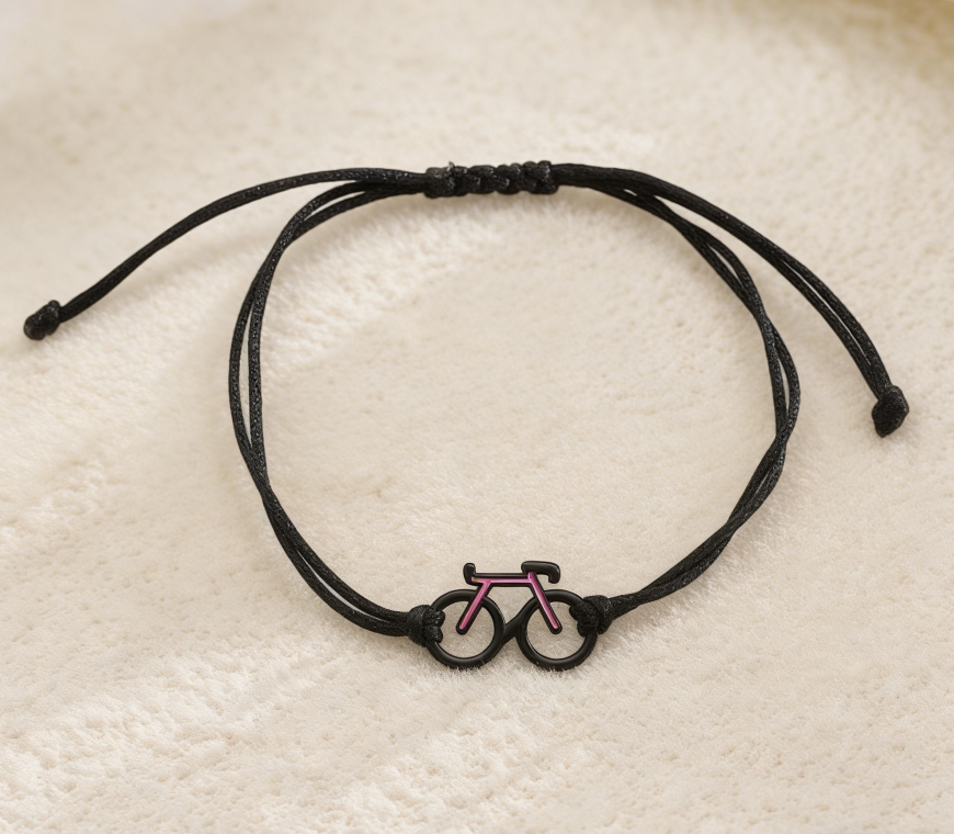 Handmade Braided Adjustable Bracelet with Bike Charm