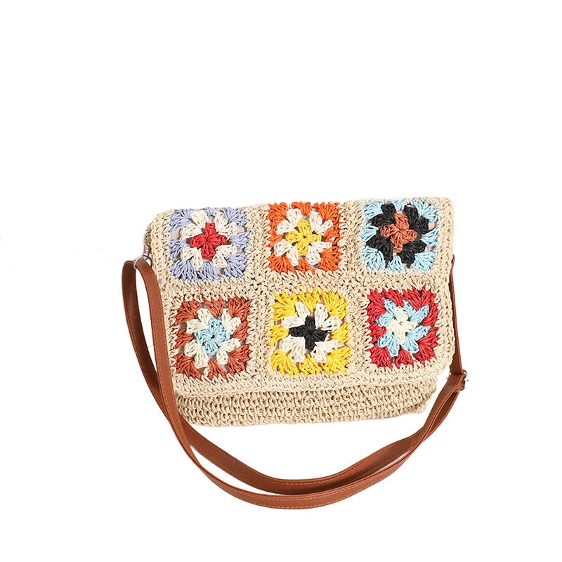 Sylvie Foldover Crochet Woven Crossbody - EveryNest