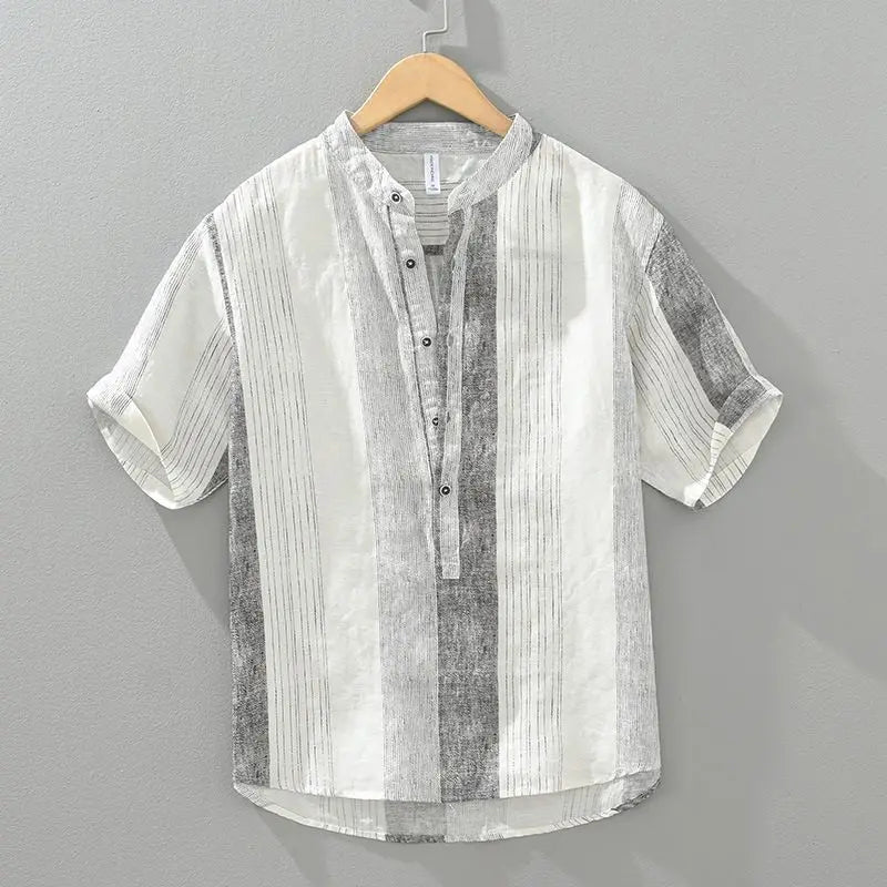 Striped Male Shirts Loose Short Sleeve Men's Shirt Elegant New In Casual Clothes Sale High Quality Luxury Normal Aesthetic Tops