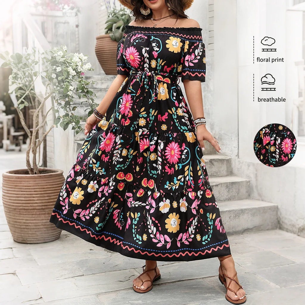 Dress  2025 Spring and Summer Foreign Trade Temperament Elegant Fashion Printed Sleeveless Dress for Women