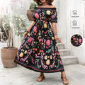 Dress  2025 Spring and Summer Foreign Trade Temperament Elegant Fashion Printed Sleeveless Dress for Women