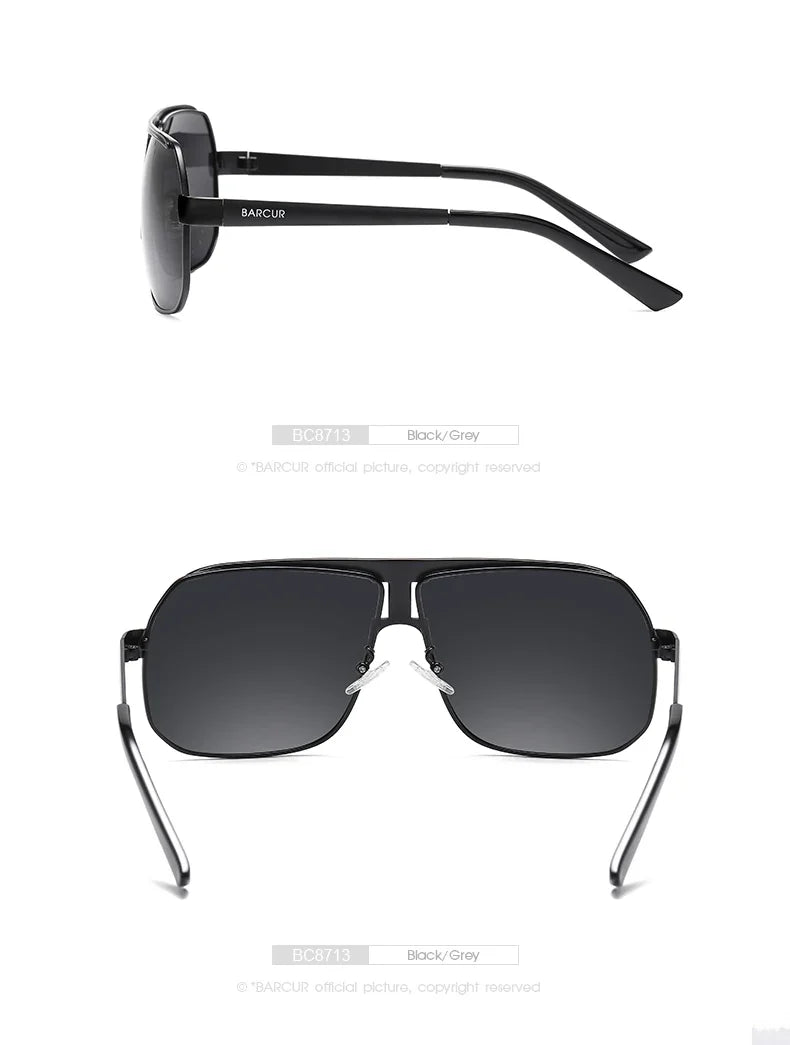 BARCUR Polarized Sunglasses for Men – Trendy UV400 Gradient Lens Oval Comfortable Frame Sports Driving Hiking Fishing Outdoor Fashion Eyewear with Durable Stainless Steel Frame – Casual Apparel Accessory Gift for Him