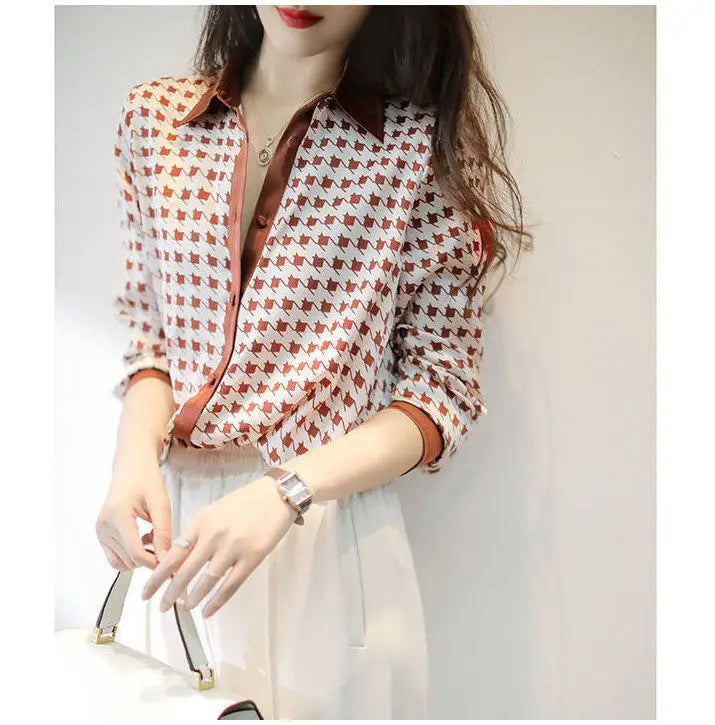 Striped Chiffon Shirt  Women Short-sleeved Fashionable Loose French Chic Feminine Belly Covering Top