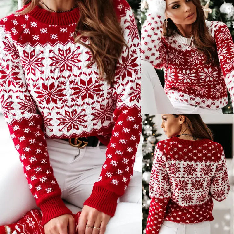 Women's Christmas Snowflake Knit Sweater