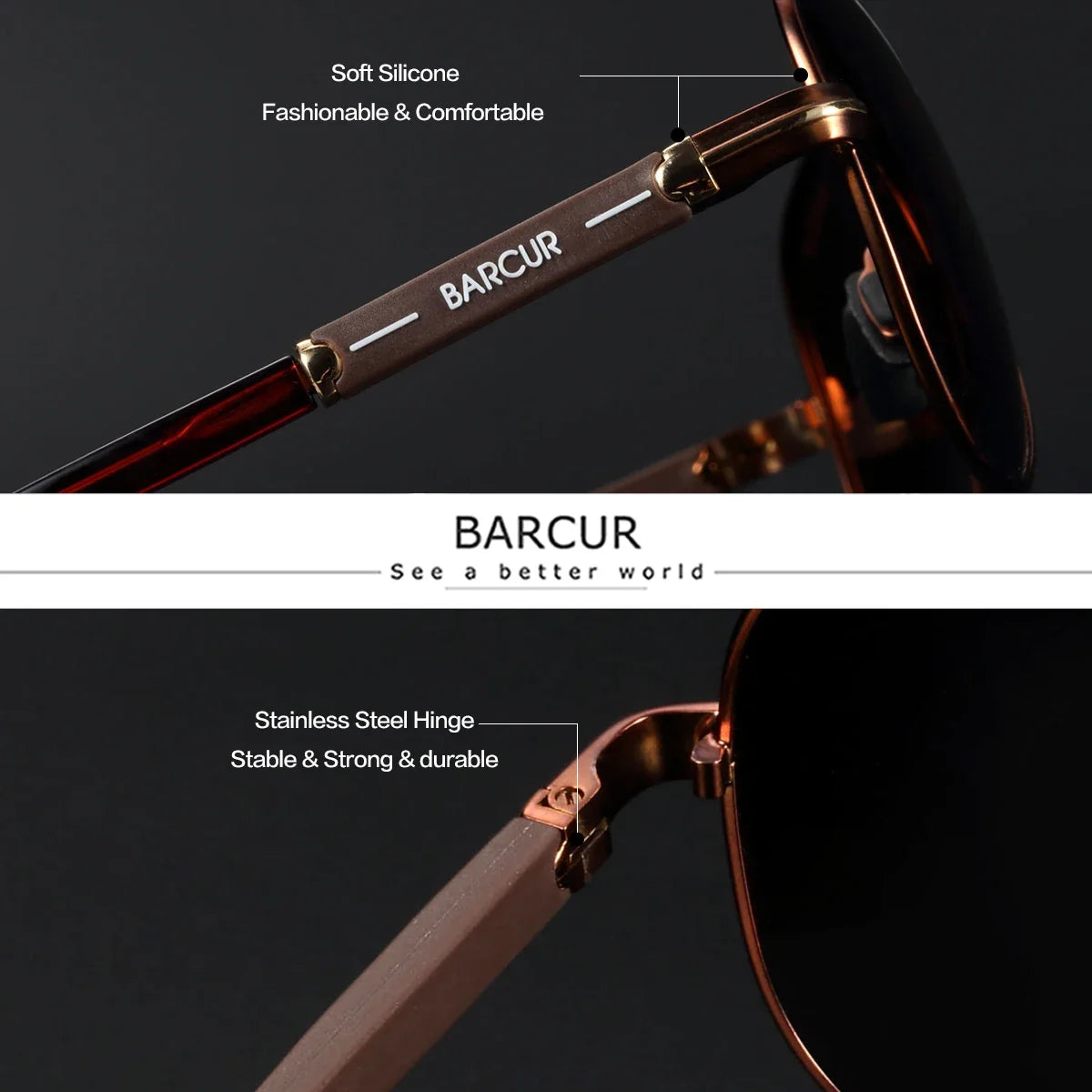 BARCUR Sunglasses Retro Chic Men Fashion Oversized Pilot Style Sunglasses with Mirrored TAC Lenses Durable Stainless Steel Frame for Hiking Outdoor Sports and Sun Protection for Summer