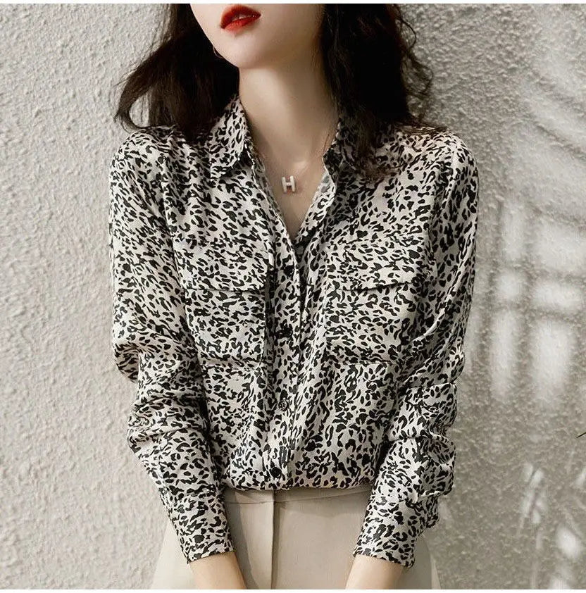 Striped Chiffon Shirt  Women Short-sleeved Fashionable Loose French Chic Feminine Belly Covering Top