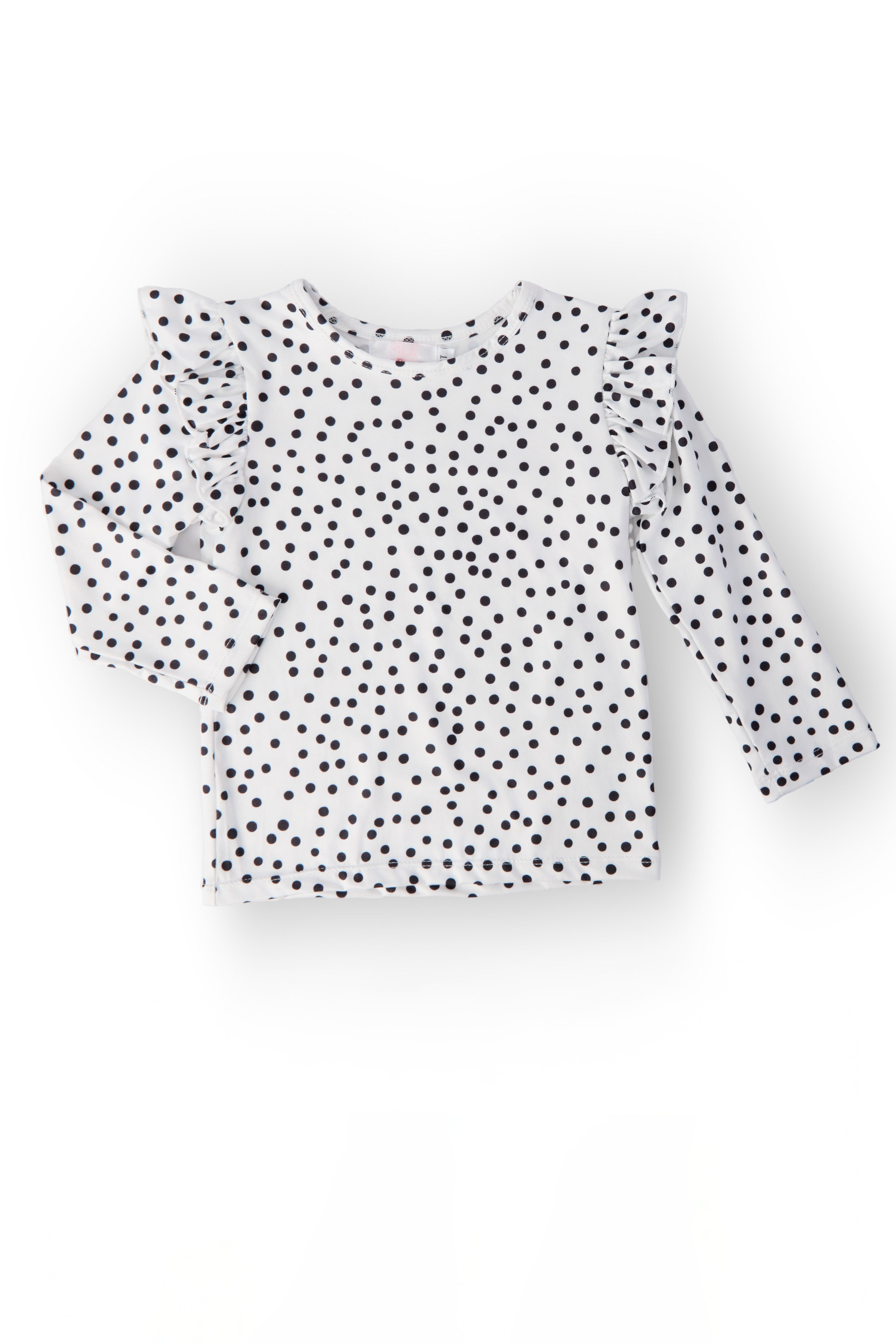 Scattered Dot L/S Ruffle Tee