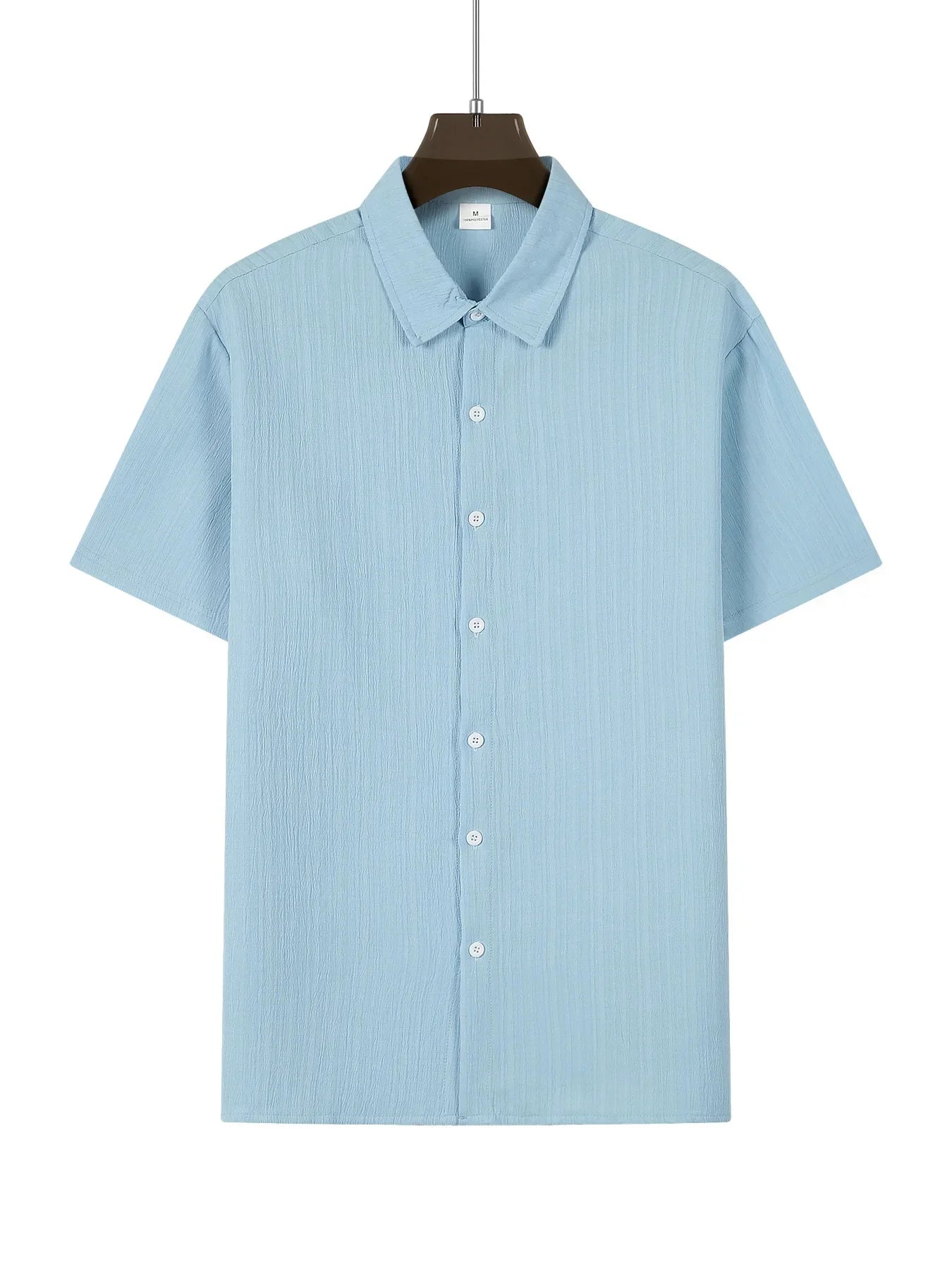 Shirt  Hawaiian Shirt Short Sleeve Cardigan Striped Lapel Solid Color All-match Breathable Quick Drying Men's Casual Shirt