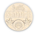 Unfinished Wood Seashell Hello Summer Door Sign Kit | Wood Craft Cutouts | 1/4" Thick |