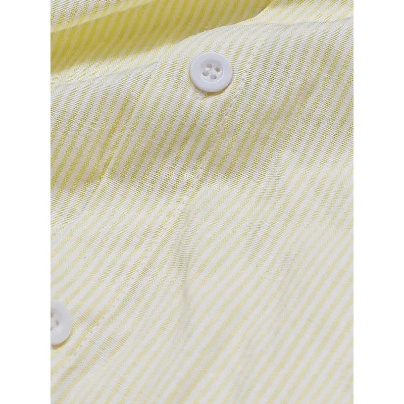 Short-sleeved shirt men's simple pinstripe high-end top summer loose and versatile new high-end men's shirt