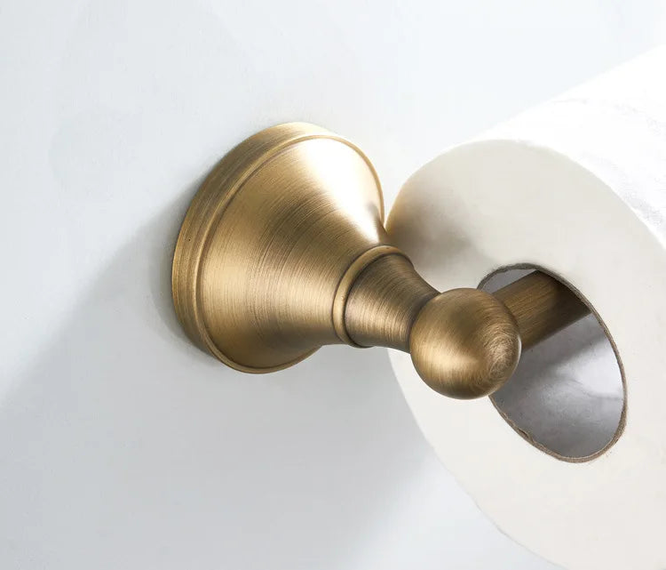 Bathroom Accessories Antique Brass Wall Mounted Toilet Paper Holder Towel Ring Robe Coat Hook Bathroom Hardware