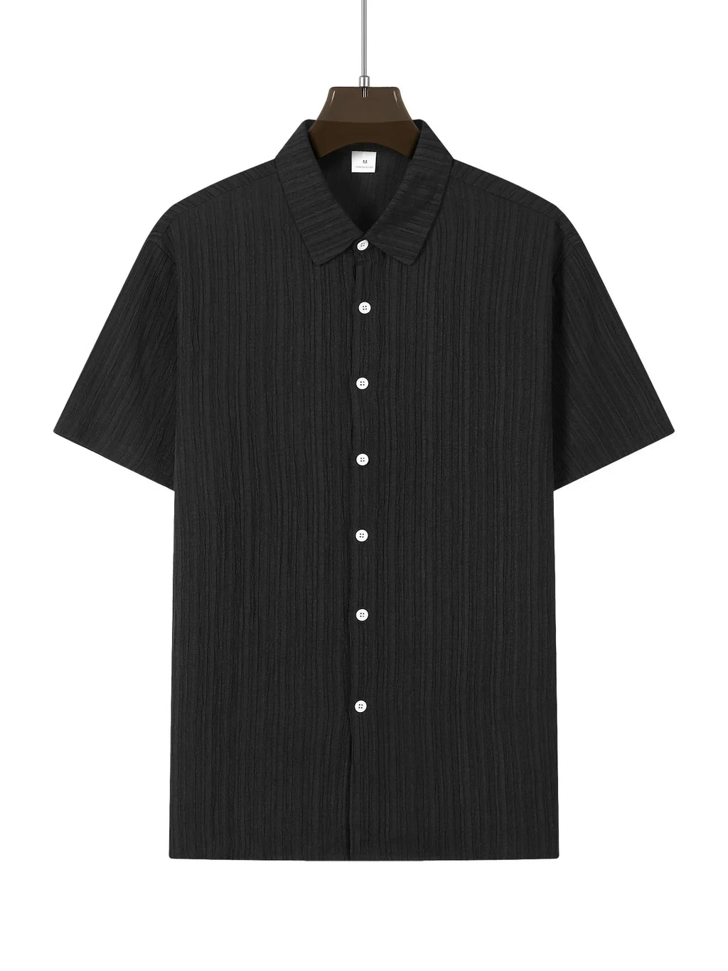 Shirt  Hawaiian Shirt Short Sleeve Cardigan Striped Lapel Solid Color All-match Breathable Quick Drying Men's Casual Shirt
