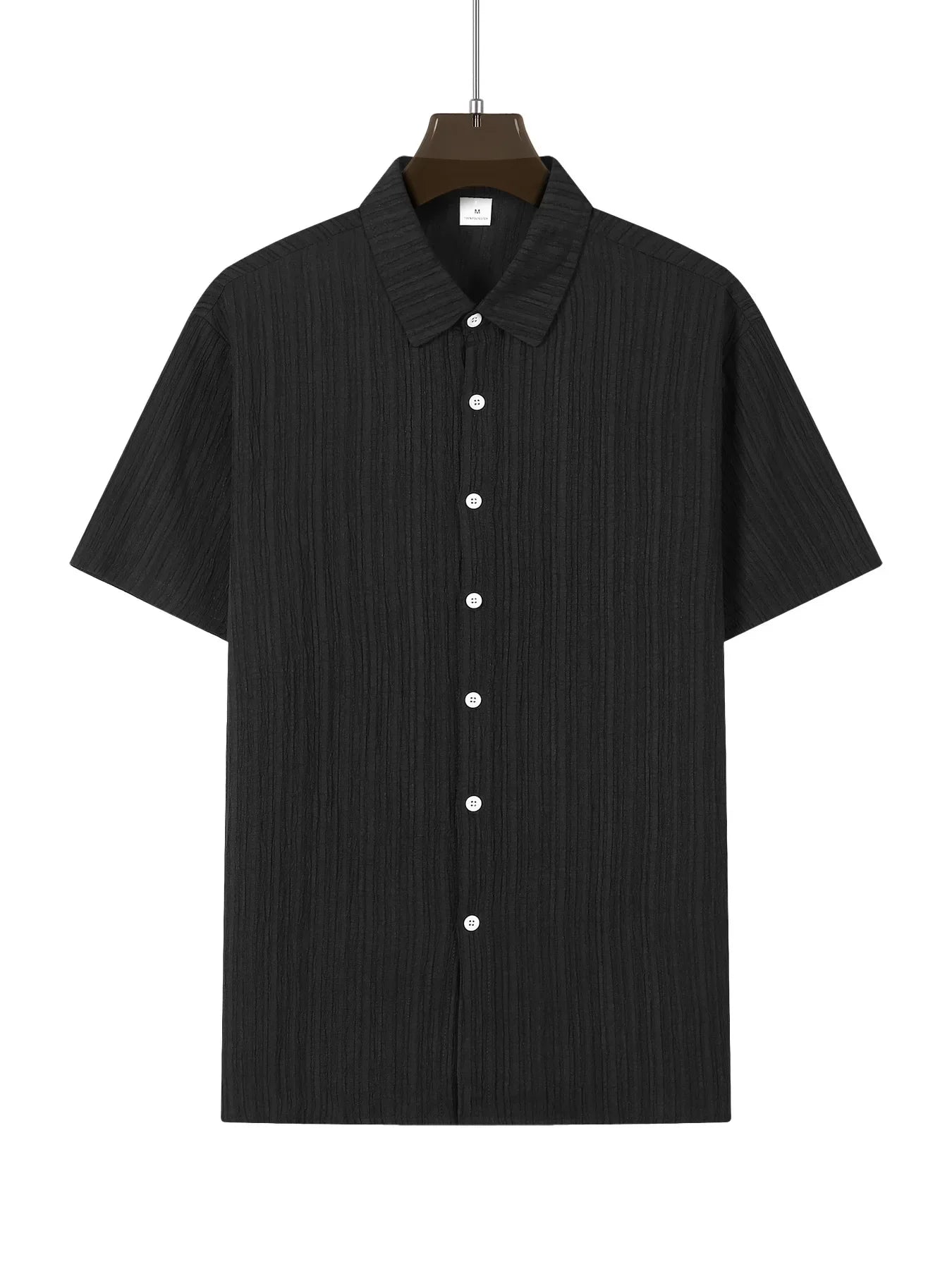 Shirt  Hawaiian Shirt Short Sleeve Cardigan Striped Lapel Solid Color All-match Breathable Quick Drying Men's Casual Shirt
