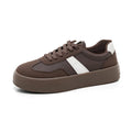 Unisex Retro Brown Leather Platform Sneakers