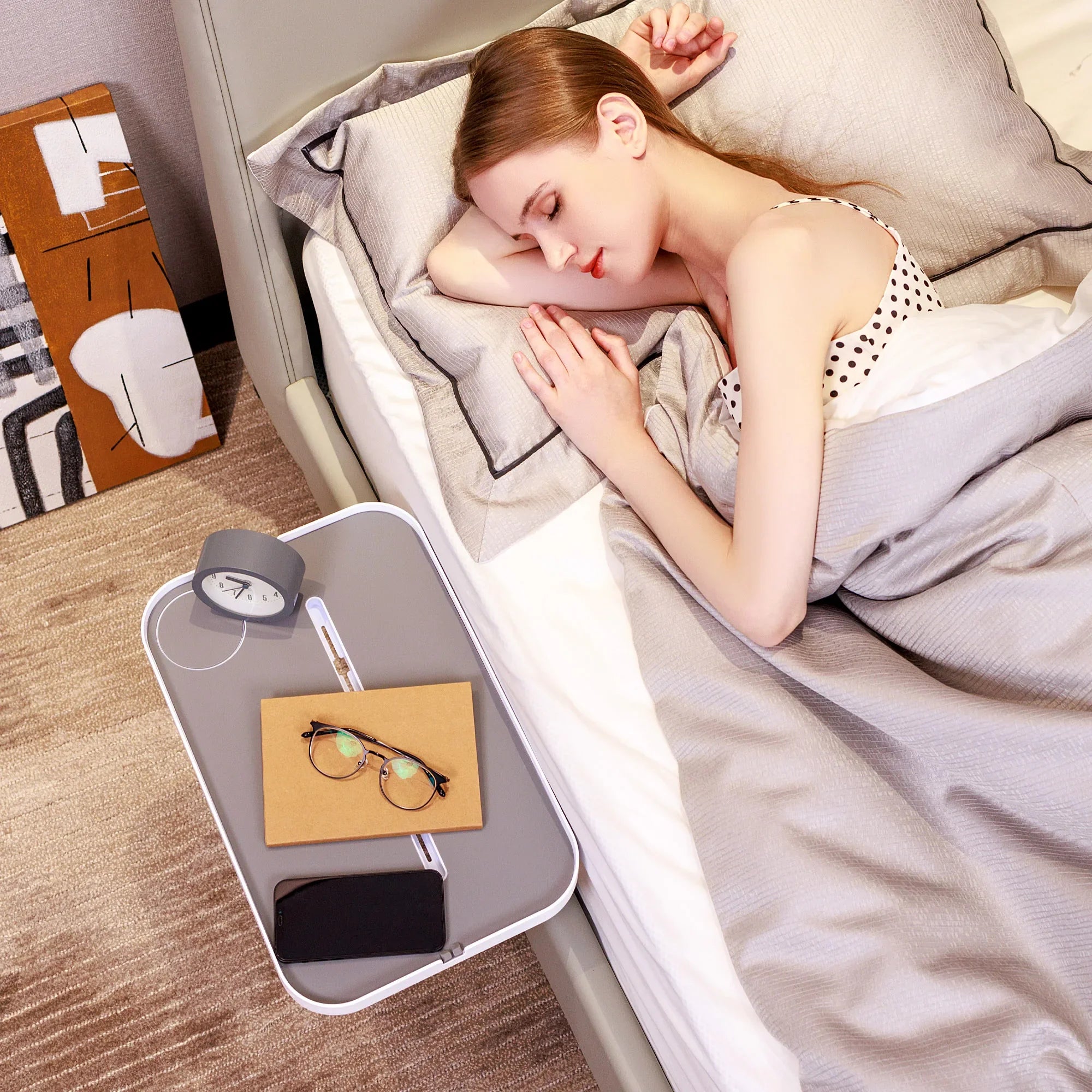 Bedside Shelf for Bed Bedside Storage Tray for Bedroom Accessories Detachable Organizer Bedside Tray Table Tablet / Phone Holdel