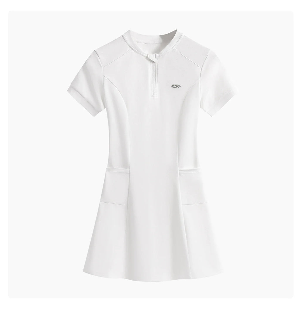 DRUR Elegant Tennis Dress Women Summer Lightweight Quick Dry Sports Dress Back Hollow Out Golf Wear Yoga Clothing Sportswear New